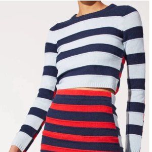 NWT Solid and Striped wool cashmere blend Cropped June Pullover in midnight mult